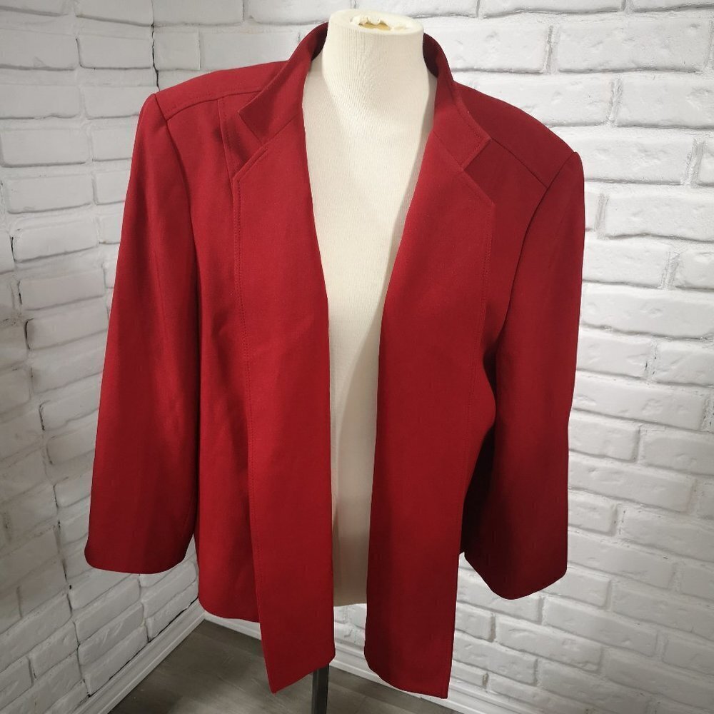 Nipon Boutique Ladies Red Size 22W Loose Fit Open Blazer